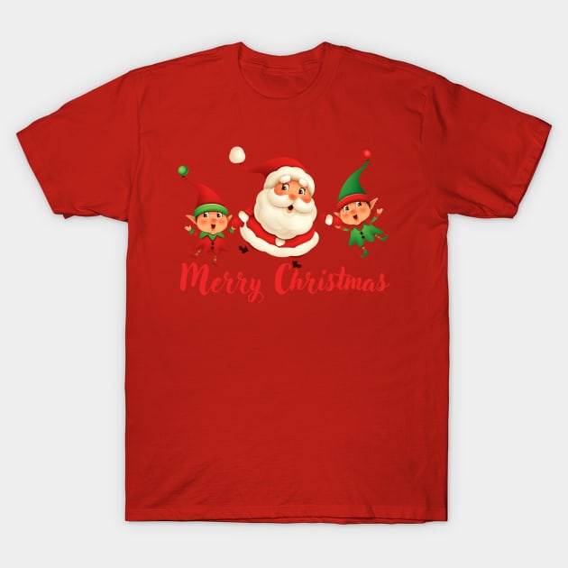 Merry Christmas, Santa Claus and elves T-Shirt by Paciana Peroni